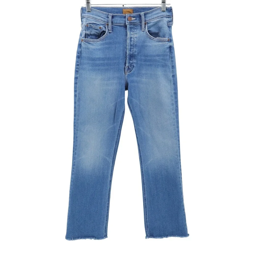 MOTHER The Tripper Ankle Fray Layover Jeans 27 High Rise Straight Denim
